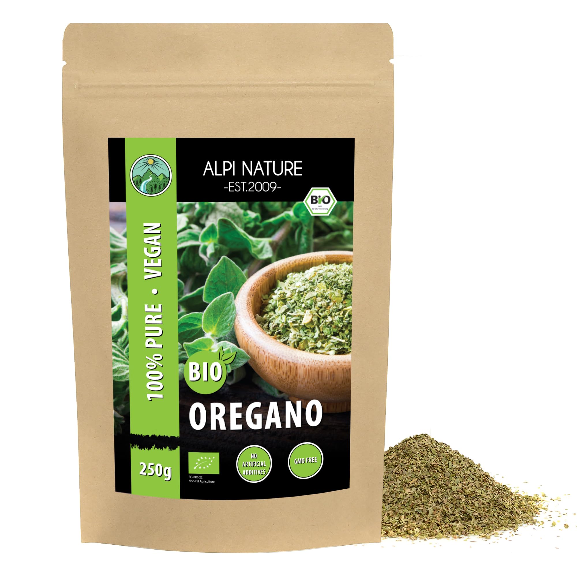 Organic Oregano Dried 250g 8.8 oz, Rubbed Oregano Herb for Cooking, Pasta and Pizza