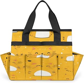 Butterflies Cat Garden Tool Bag for Women Men Garden Storage Tote Bag with 10 Pockets & Handle Gardening Tool Organizer for Garden Patio Indoor Outdoor