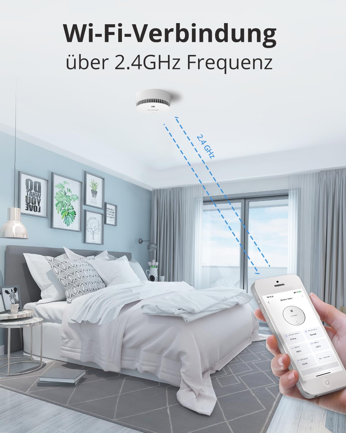 Wisualarm Rauchmelder WLAN, Rauchmelder Smart kompatibel mit Wisualarm App, Feuermelder WiFi TÜV-Zertifiziert nach EN 14604 (WLAN 3 Stück)