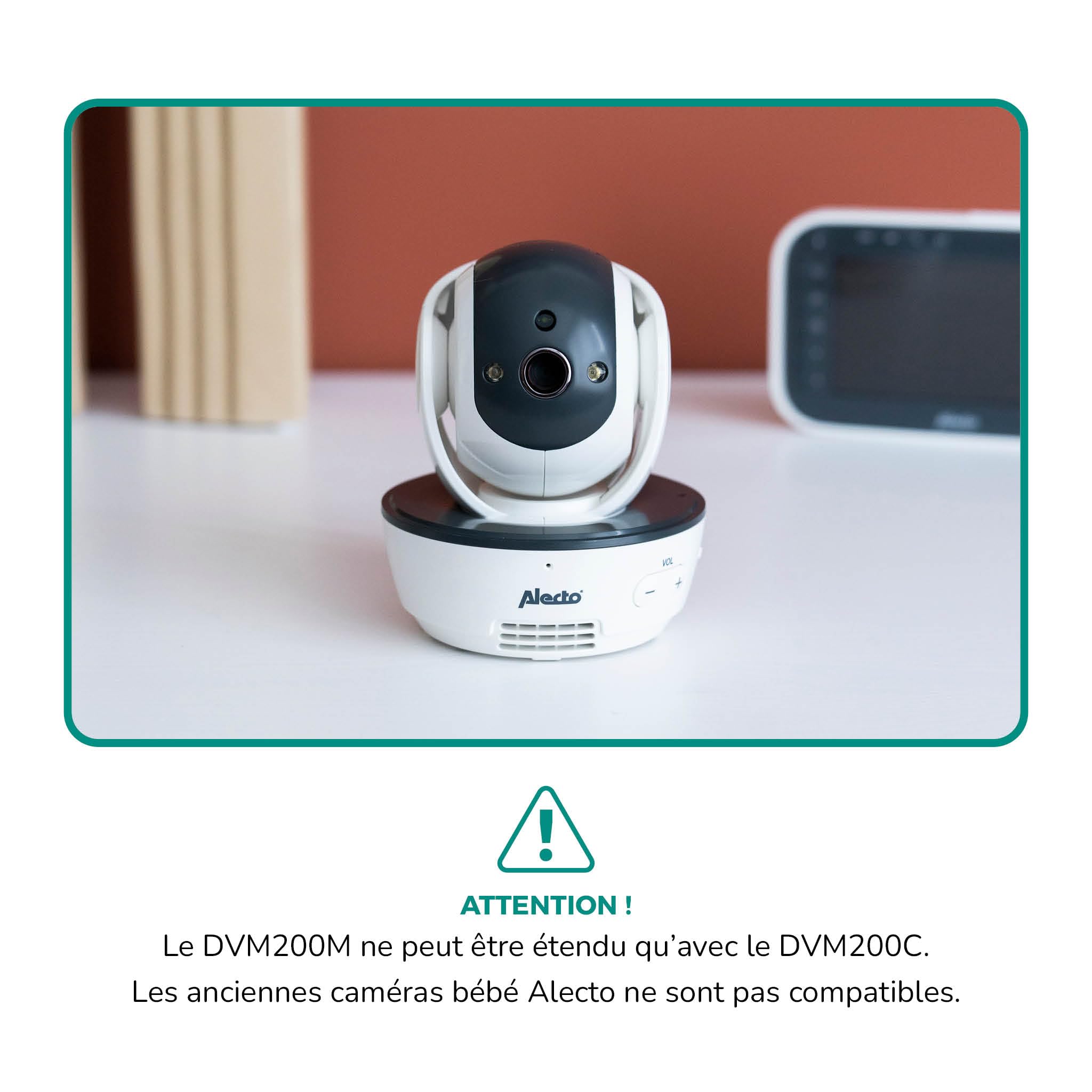 Alecto DVM200M - Babyphone avec caméra et écran couleur 4.3", blanc/anthracite