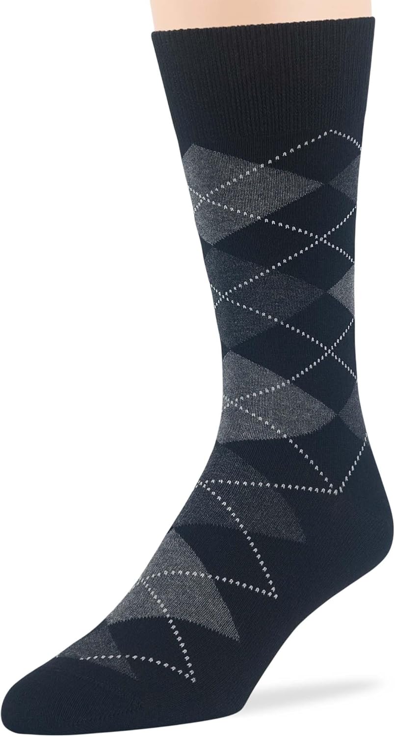7Bigstars Mens Cotton Dress Crew Socks, 6 Pairs Patterned Assortment - Argyle, Striped, Dotted, Soft Breathable Everyday Fit - Image 4