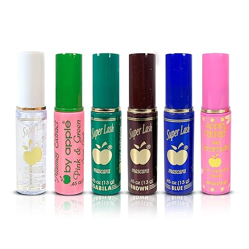 DEALPLUSDEAL APPLE - Máscara de pestañas súper de 6 piezas juego de colores que promueve el crecimiento volumen natural longitud completa intensa
