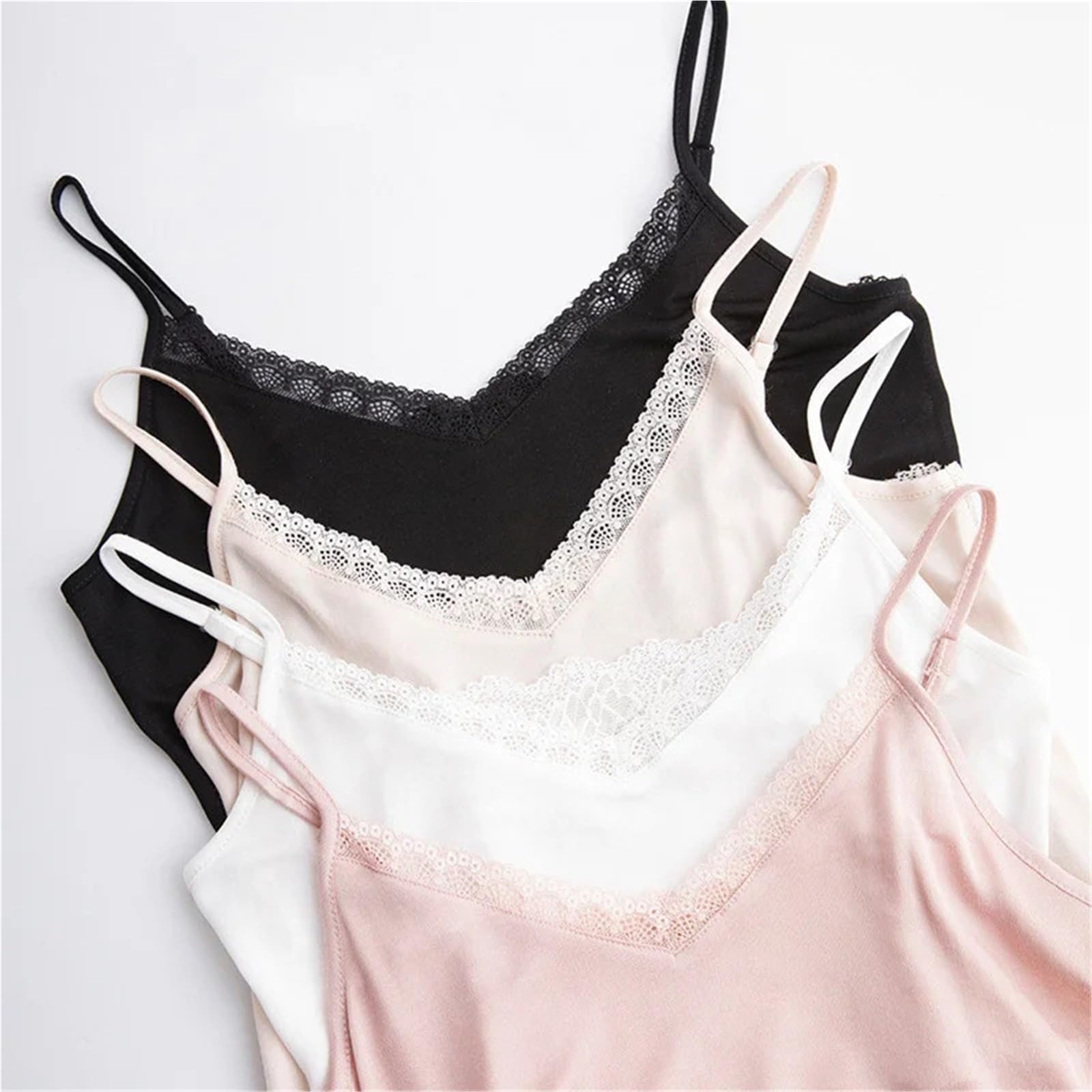 Camisola de Verano Seda Morera Natural Fresca for Mujer, Cuello en V, Sexy y cómoda, sin Mangas, con Encaje