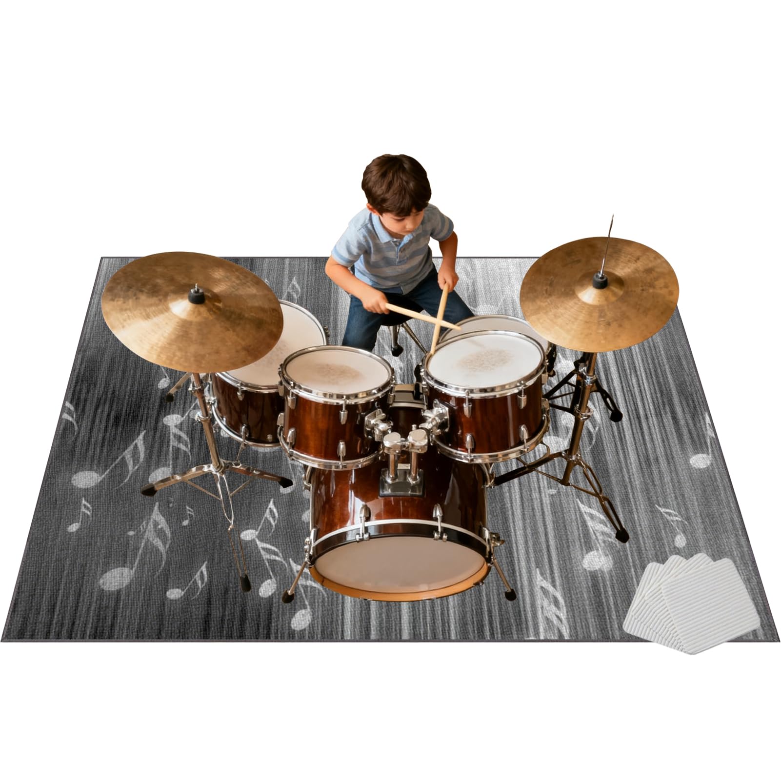 230 x 200 cm Tappeto per Batteria e Strumenti a Percussione Elettronici, Tappeto Insonorizzato Tamburo Antiscivolo, Tappeti Rettangolari per Grancassa, Tamburo Rullante e Altri Strumenti