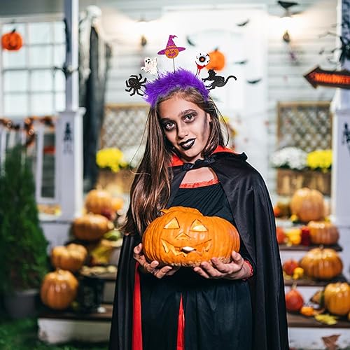 Miniatura 4 de ZEYER Diademas de Halloween a la moda de telaraña, lindo ojo, cabeza de calabaza, calavera y gato, accesorios para el cabello para mujeres y niños,