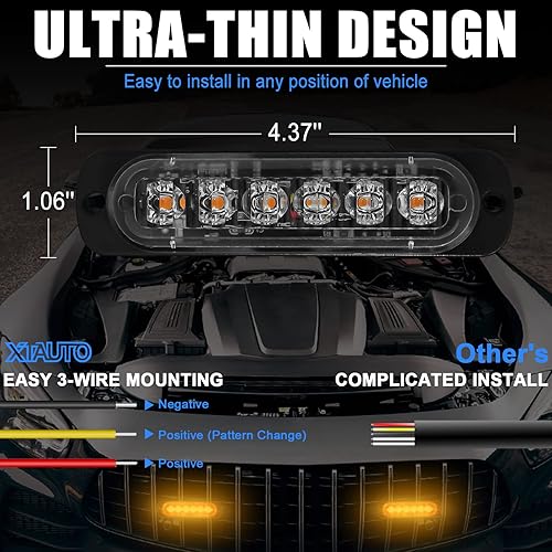 Miniatura 5 de 10 luces LED estroboscópicas de emergencia, 6 LED ultradelgadas, montaje en superficie, intermitente, advertencia, construcción, precaución,