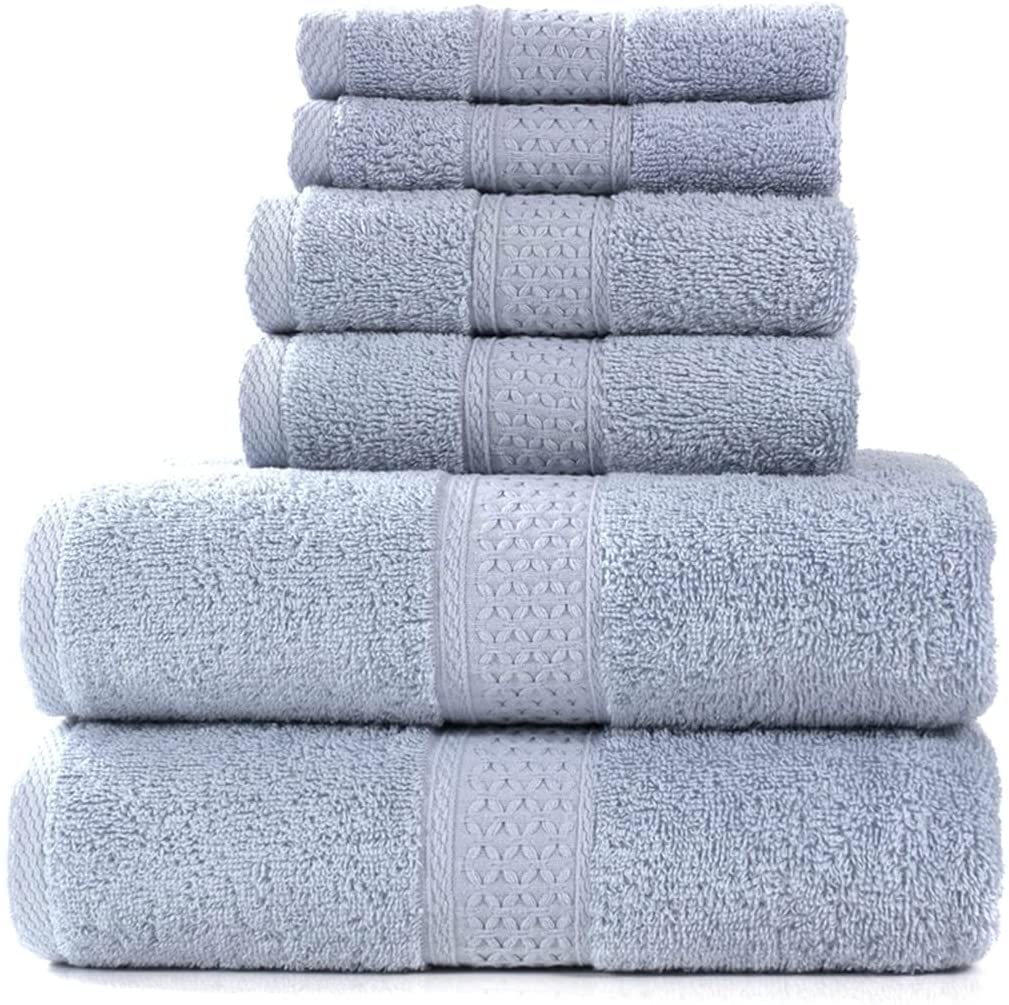 Toalla Juego de Toallas de baño, 2 Toallas de baño Grandes, 2 Toallas de Mano, 2 paños. Toallas de baño absorbentes de algodón Suave de Calidad hotelera(Color:E)