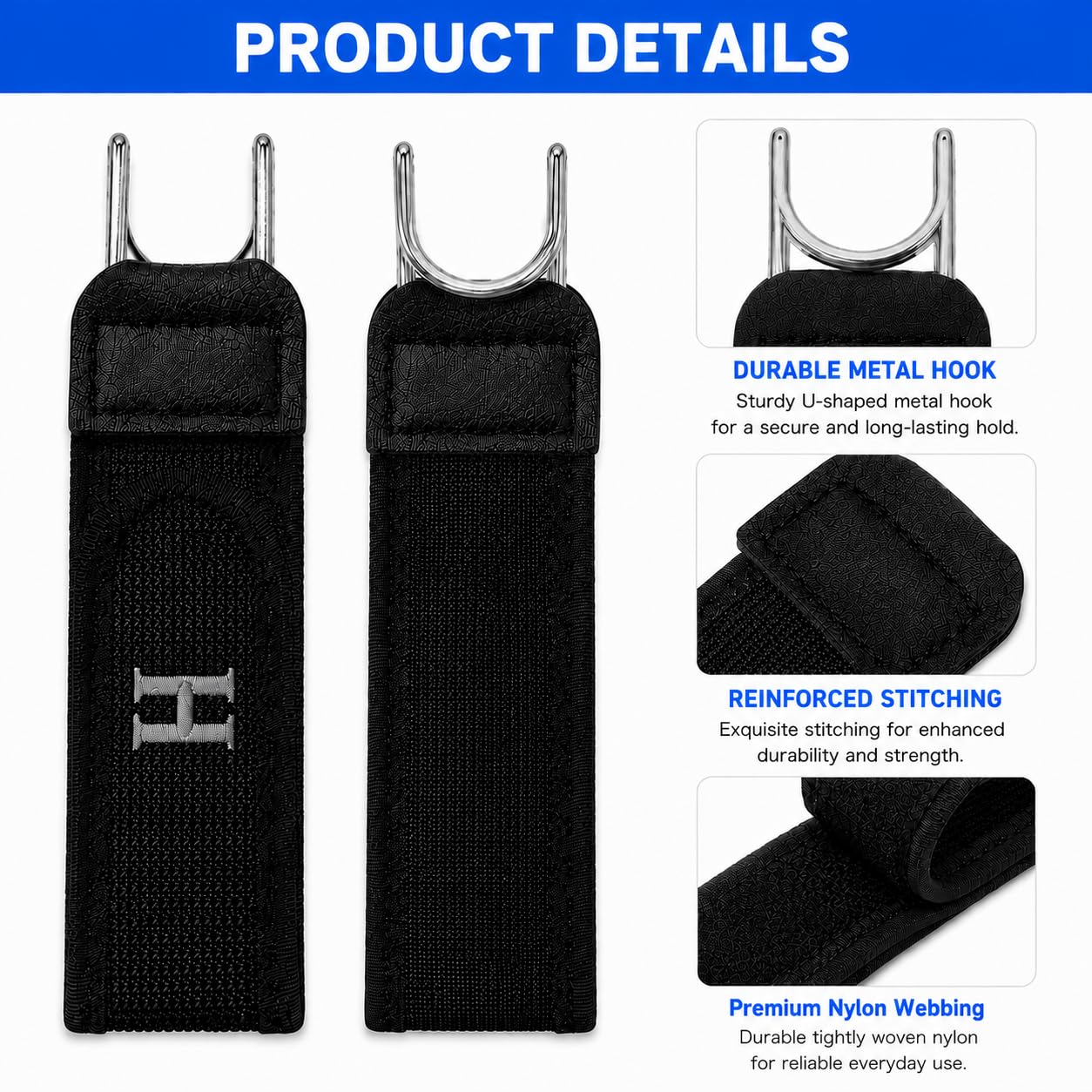 HEAVY DRIVER 2PCS Buckleless Belt Hook Set | Elastic Waistband Adjuster with Metal Hook & Hook Loop Closure for Jeans, Trousers, Workwear, Casual Wear & Daily Use, Black 1