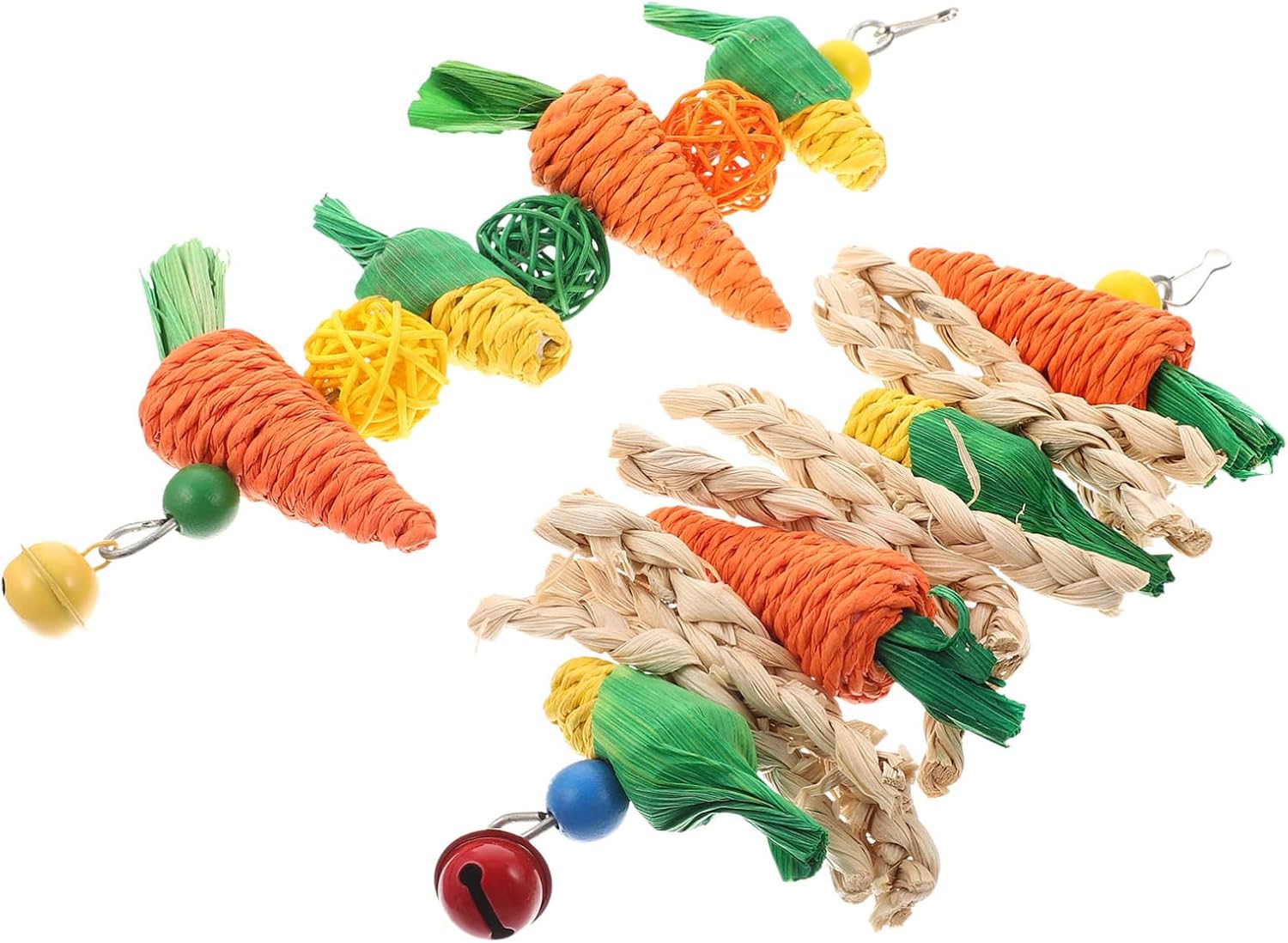 2Pcs Hamster Toys Rabbit Chew Toys Bunny Teething Playthings Guinea Pig Carrot Strings
