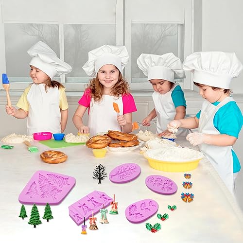 Miniatura 5 de Molde de silicona para árbol de pino, moldes de fondant de campanas de Navidad, molde para hornear chocolate con hojas de acebo para decoración de