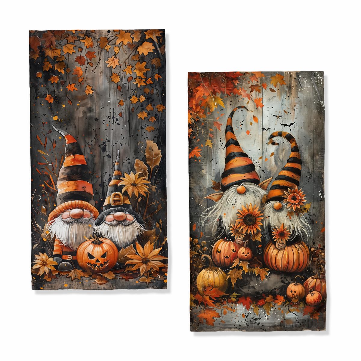 Fall Orange Gnome Hand Towels Highly Absorbent Pumpkin Harvest Decorative Hand Towels for Bathroom Kitchen Home Spa Hotel Yoga,Bathroom Decor Accessories Gifts for Women Man 14"x28"
