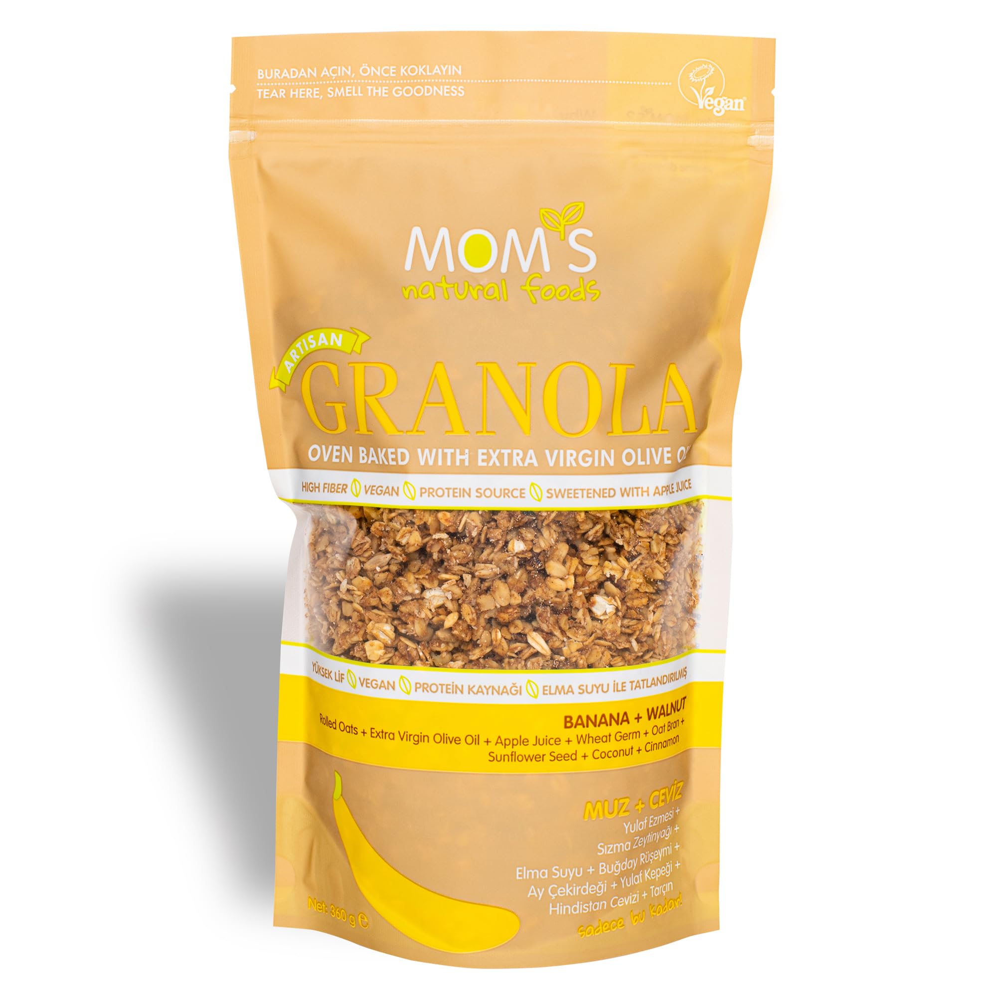 Mom's Natural Food BANANA & WALNUT GRANOLA 360GM