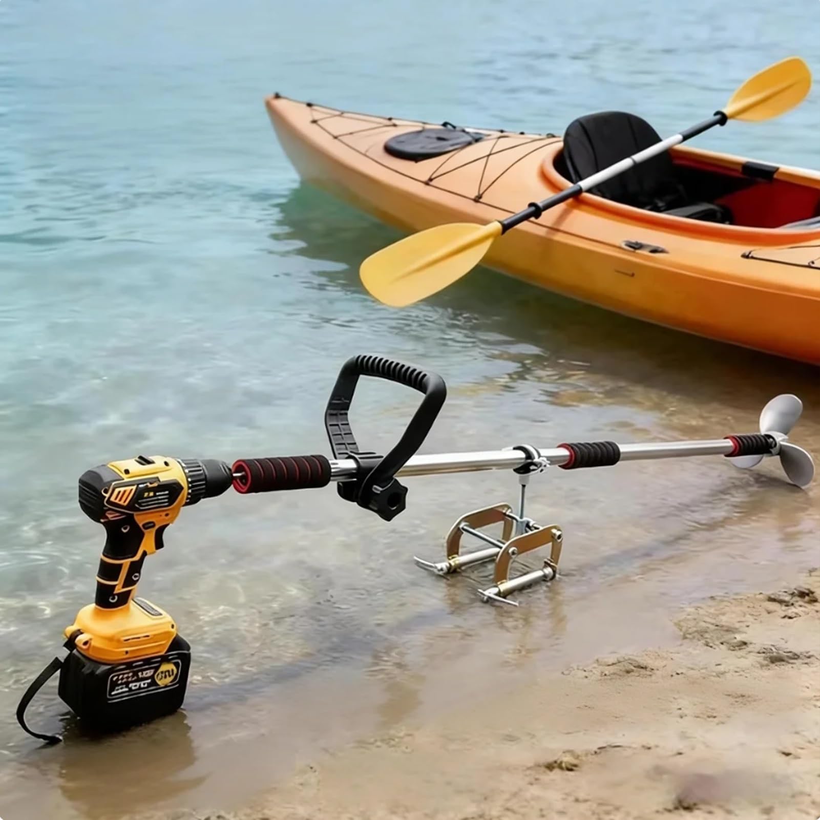 Motore leggero per barca alimentato da trapano, propulsore portatile per canoa, pagaia per kayak, elica fuoribordo trainante con manico e supporto