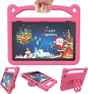 Fire 10 inch Tablet Case for Kids 2021 Release 11th Generation, Riaour Shock Proof Lightweight Kid-Proof Cover with Kickstand for All-New Kindle Fire 10 inch & Fire 10 Plus Tablet (10" 2021 Pink)