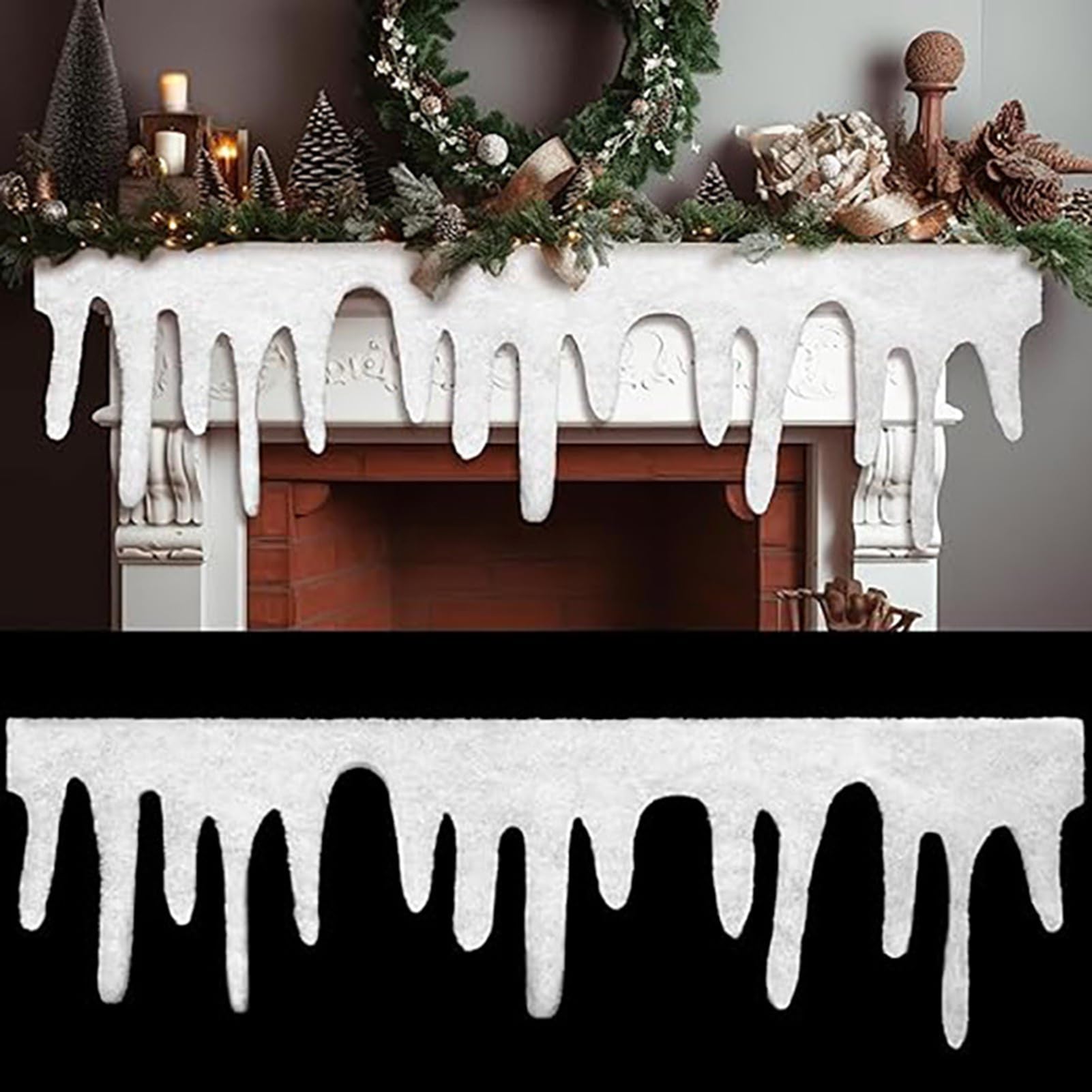 Hshduti White Artificial Fake Snow Icicle Garland For Festive Crafts, Snow Drape, Christmas Nativity Soft Icicle Garland, Imitation Icicle Garland Fringe, Artificial Fake Snow Blanket Christmas Decorations W