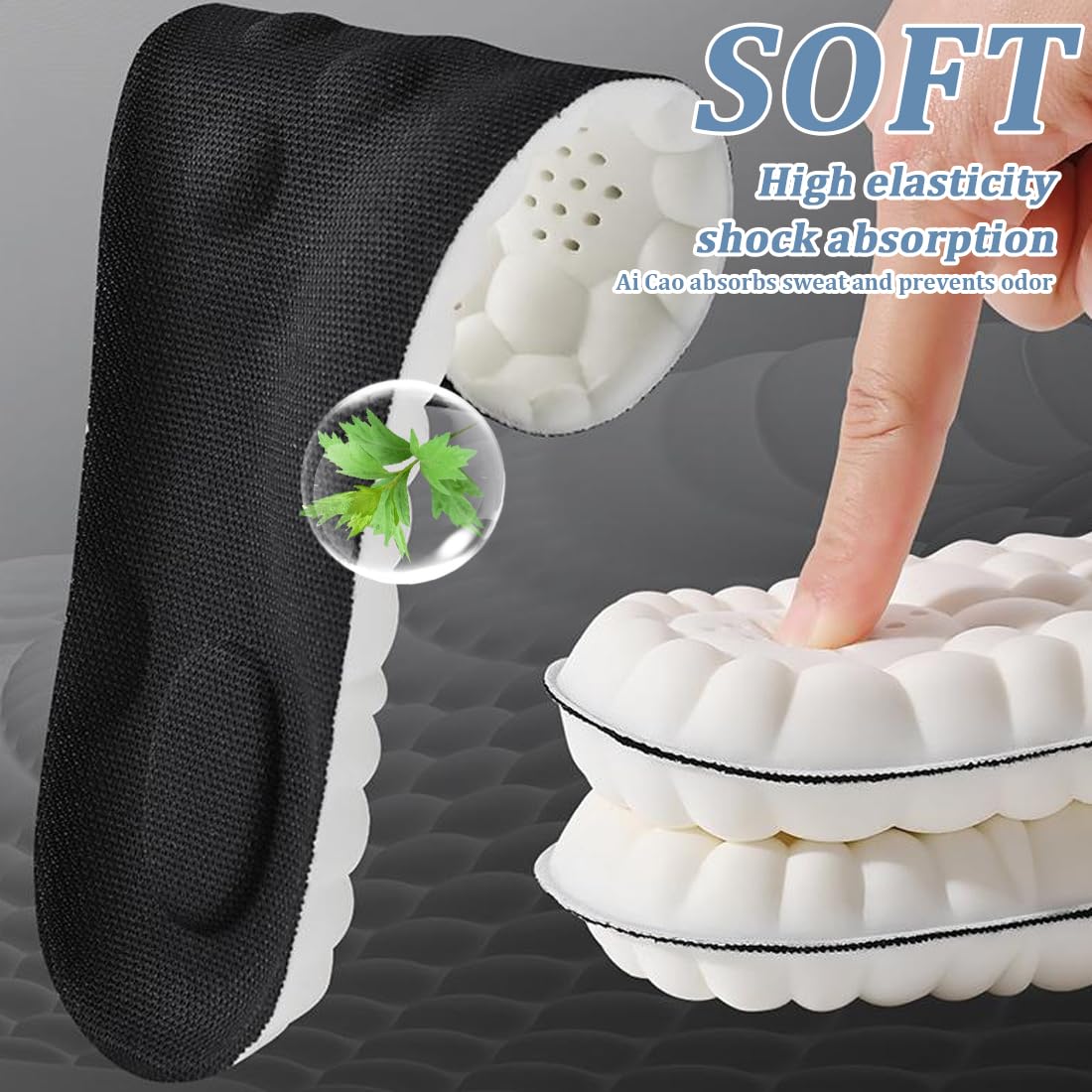 Plantillas Memory Foam Alivio Dolor Talón Plano Absorción Impactos Antifatiga 37-38 Negro