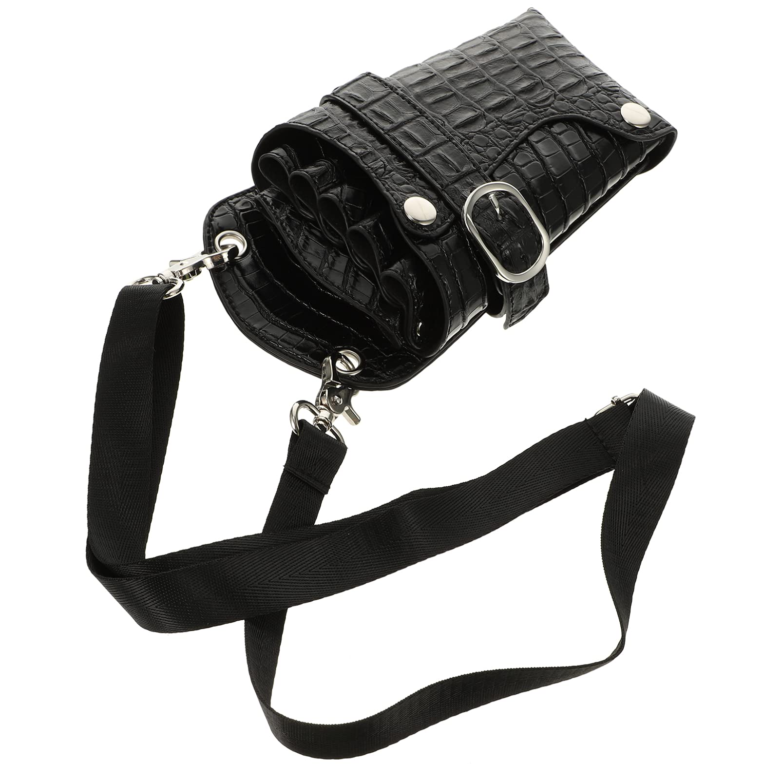 Happyyami Friseurscheren Etui Bauchtasche Professionell Langlebig Schwarz mit Großem Fassungsvermögen für Barbier Salon Werkzeug Organizer
