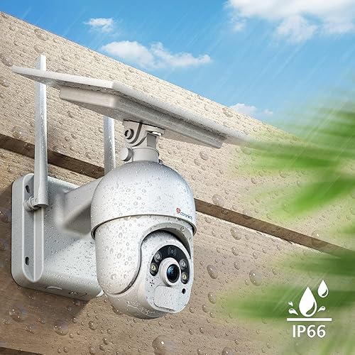 Miniatura 7 de Ctronics Cámara de seguridad solar PTZ exterior, 1080P WiFi inalámbrica cámara de seguridad para el hogar 14400mAh, batería recargable con visión
