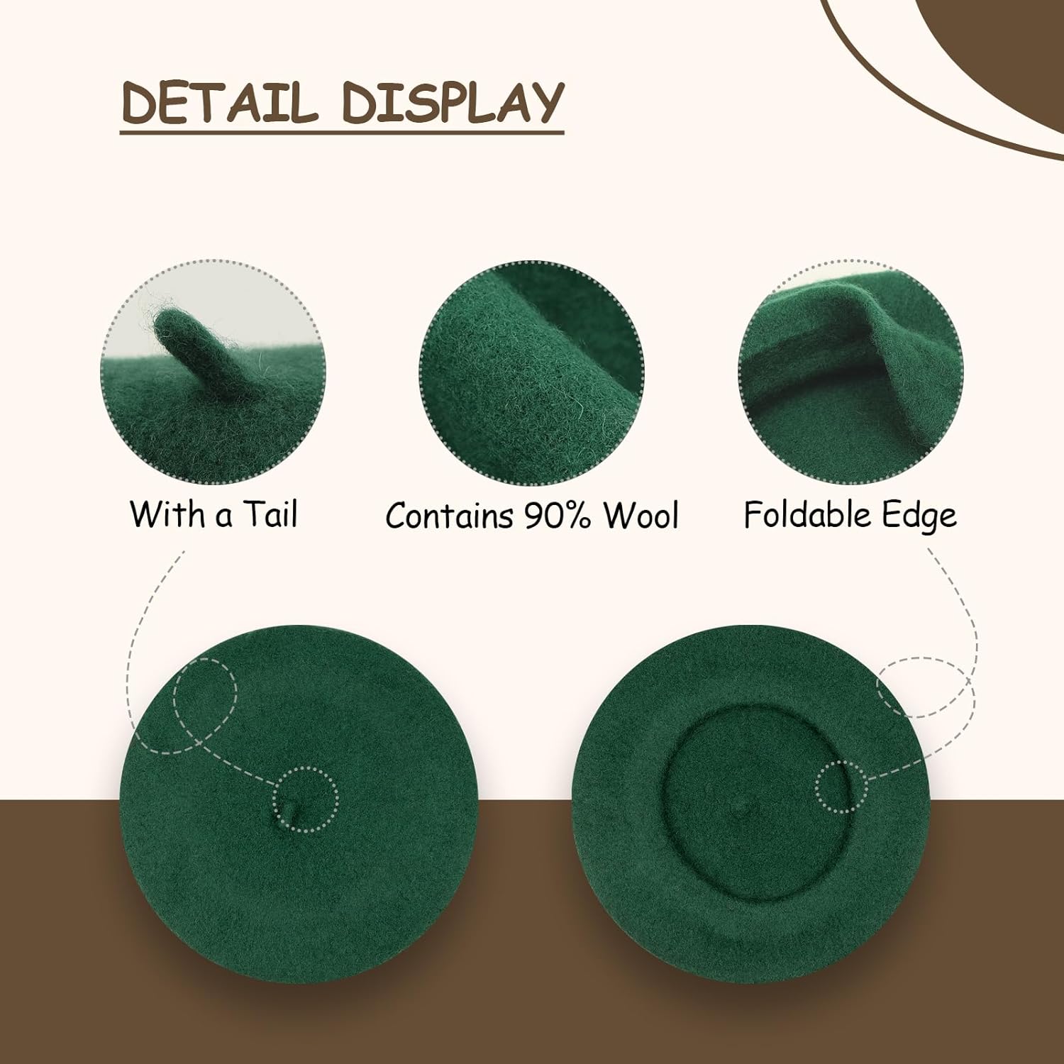 Gllutt Women Wool Beret Hat French Style Solid Color - Image 2