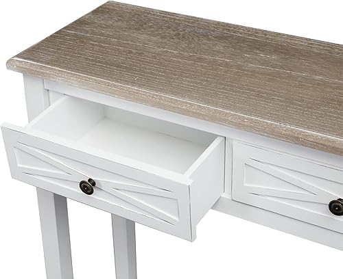 Miniatura 7 de ideo Mesa consola blanca moderna con almacenamiento, mesa de entrada estrecha, 29.8 pies de largo x 10.8 pies de ancho x 31.8 pies de alto,