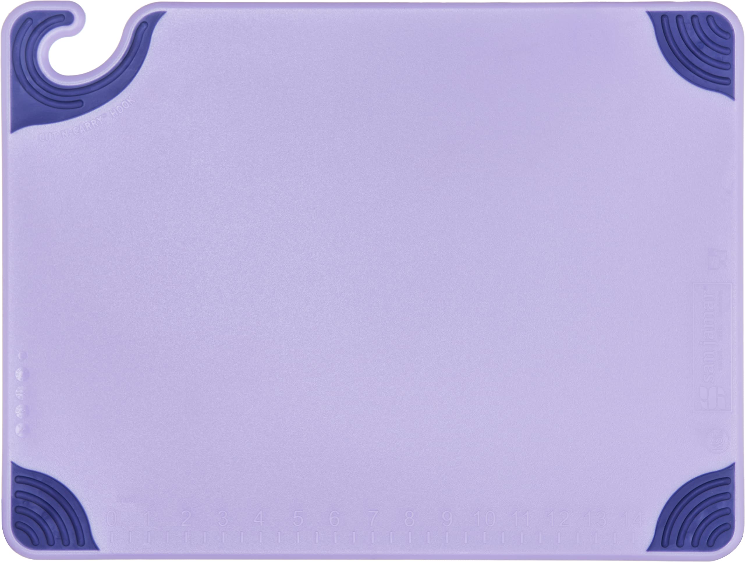 Allergen Saf-T-Grip Cutting Board With Molded-In Ruler by San Jamar – One Size, Proprietary Blend, Purple, Pack of 6