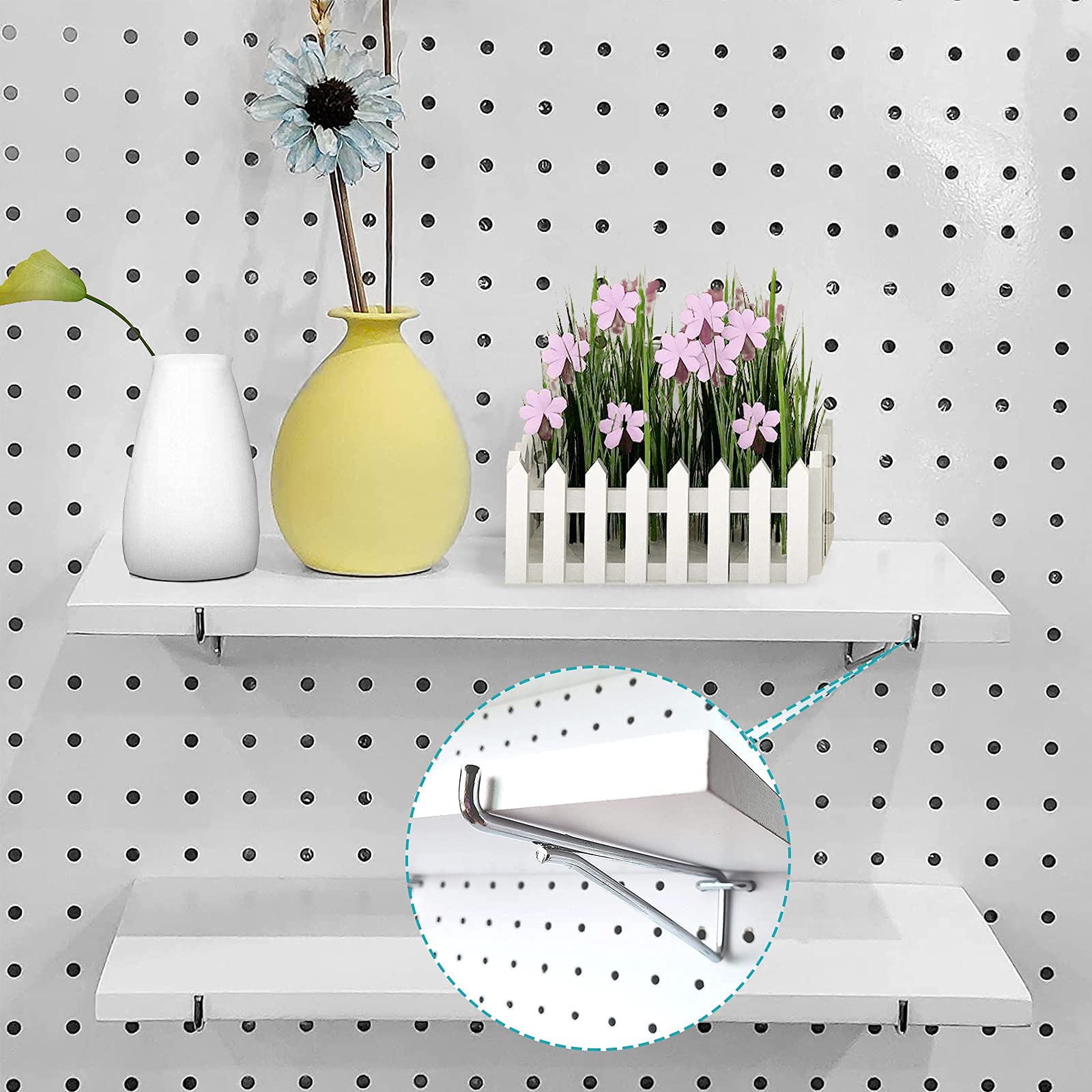Pegboard Shelf Set, Pegboard Shelves with Steel Pegboard Brackets