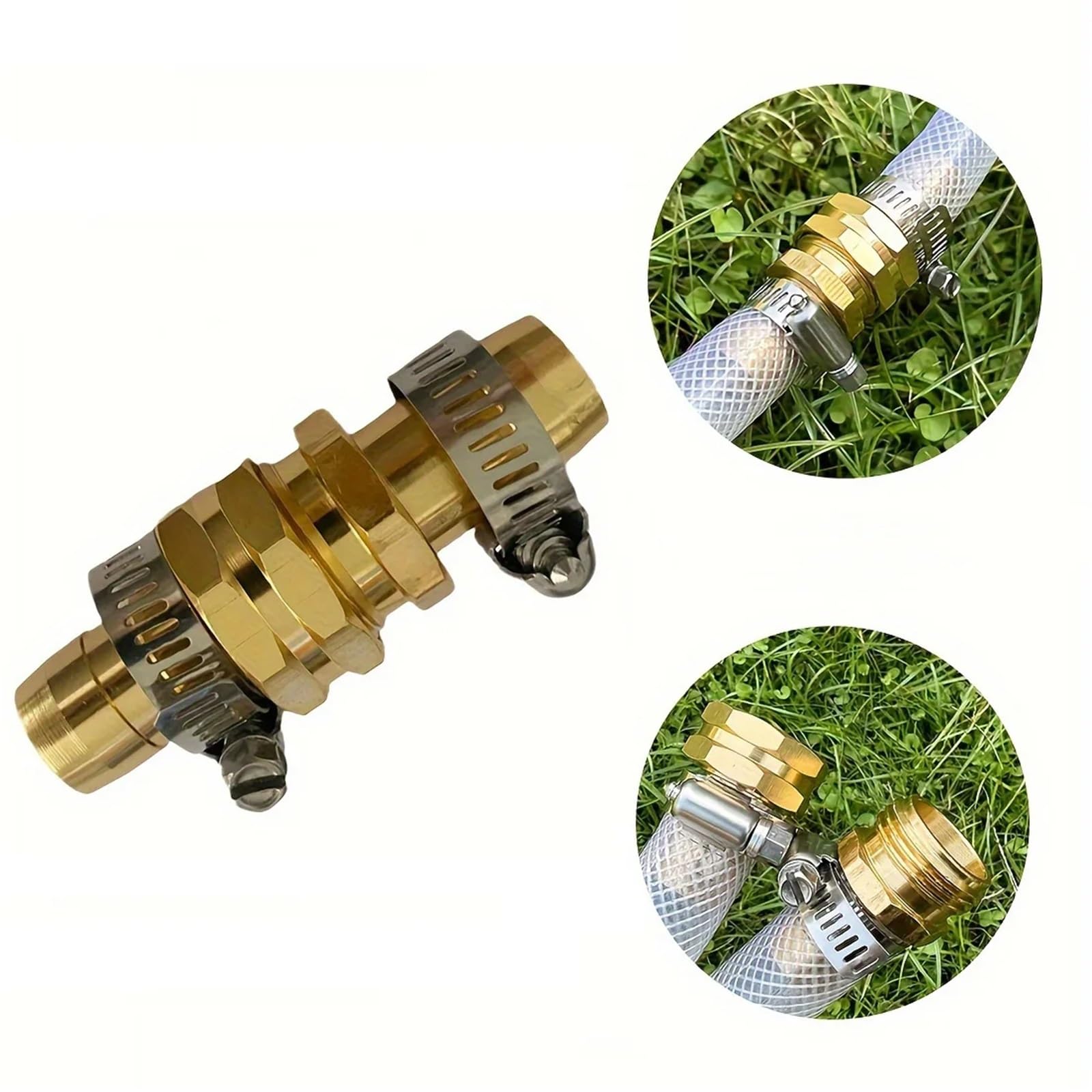 Connettori e raccordi per tubi da giardino, confezione da 4 pezzi, con morsetti per tubi da 1,9 cm e 1,6 cm, per rubinetto esterno
