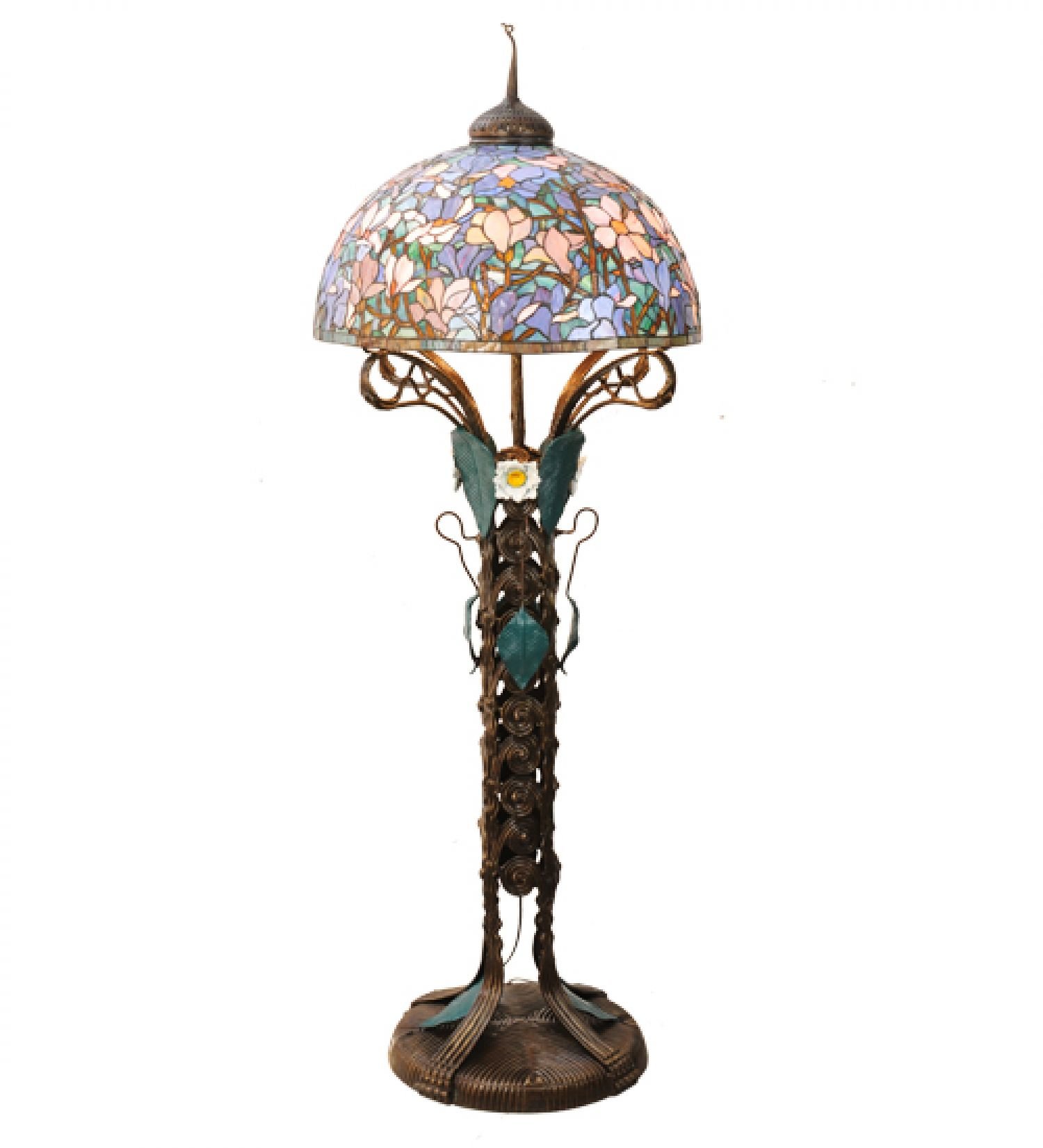 StarSun Depot 73 H Tiffany Magnolia Nouveau Floral Floor Lamp 601 Nouveau Floral