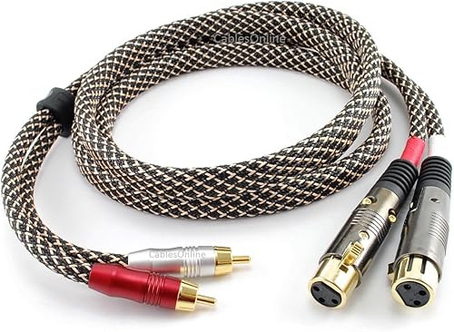 Cable de audio 2-RCA macho a hembra 2-XLR de 6 pies, cables en línea XR-A106S