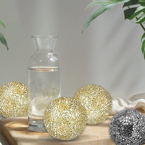 Miniatura 6 de Ochine Juego de 6 bolas decorativas para decoración de orbes de 3 pulgadas, bolas de mosaico de vidrio, bolas de centro de mesa, bolas redondas de
