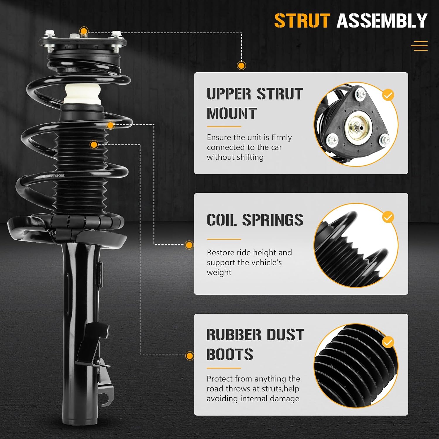 Front Struts Shock Absorber Sway Bar Links Kit Fit for Mazda 3 2004-2010 (Exc. MazdaSpeed Submodel), for Mazda 3 2.0L 2.5L 2011-2013, Replace 172264 172263 K80235 4Pcs