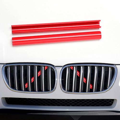 AggAuto Compatible with BMW Grille Inserts Stripes for 1/2/3/4/5 Series (F20 F21 F22 F23 F30 F31 F32 F33 F34 F36 F45 F46) 2011-2021, 328i/320i/335i/428i Grill Insert Accessories Red V Brace Cover
