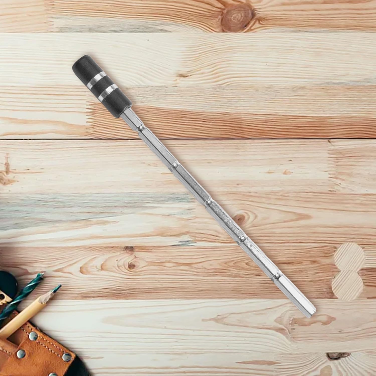 Magnetic Metal Shaft Extension Bar Rod Hex Socket Adapter Screwdriver Bit Holder, 100Mm Length For 4Mm Hex Bits, For 1/8 Inch Screwdriver Hand Tools, For Reaching Tight Spaces