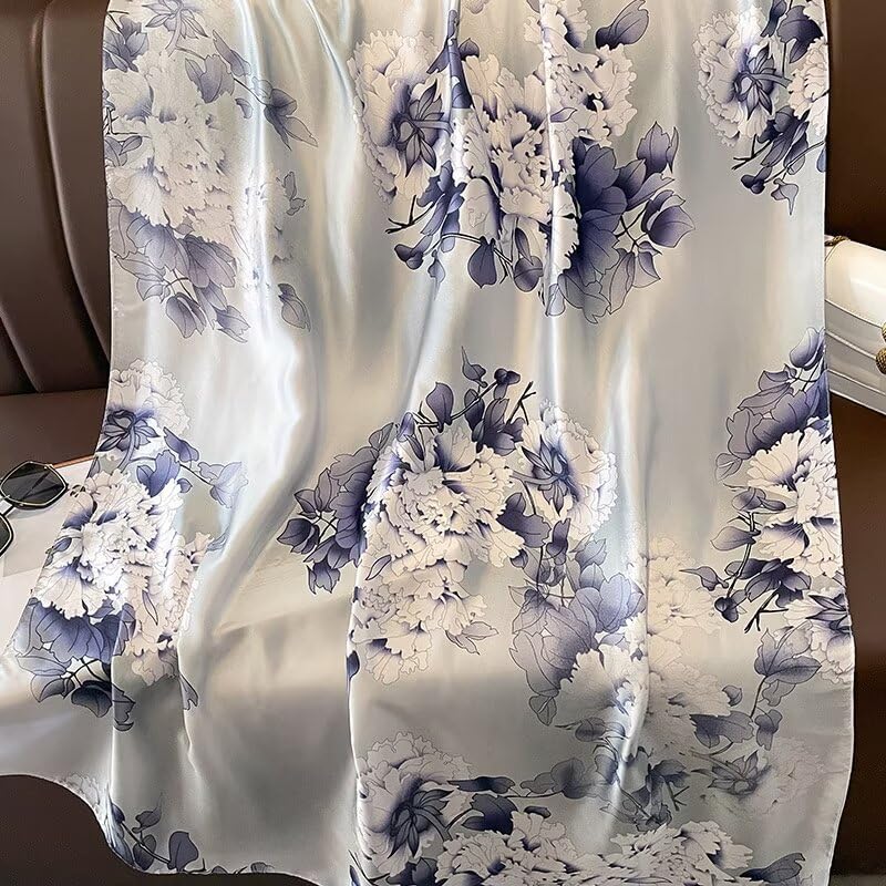Image of Women's Floral Printed Silk Scarf | Premium Soft Lightweight Stole & Shawl | Fashion Neck Wrap for Wedding, Evening, Travel & Daily Wear | 180 x 90 cm