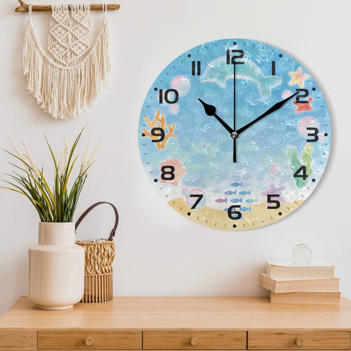 Amazon.co.jp: MiaoLD 掛け時計 置き時計 サイレント 連続秒針 イルカ