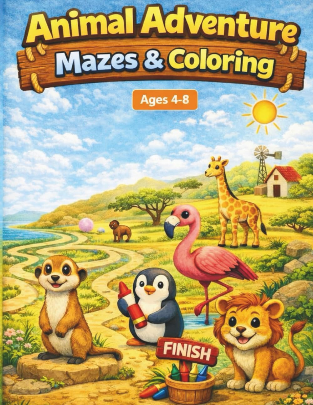 Amazing Animals Maze & Coloring Book: 100 Mazes with Stories and Coloring | Forest, Jungle, Ocean, Farm & Savanna | Ages 4–8