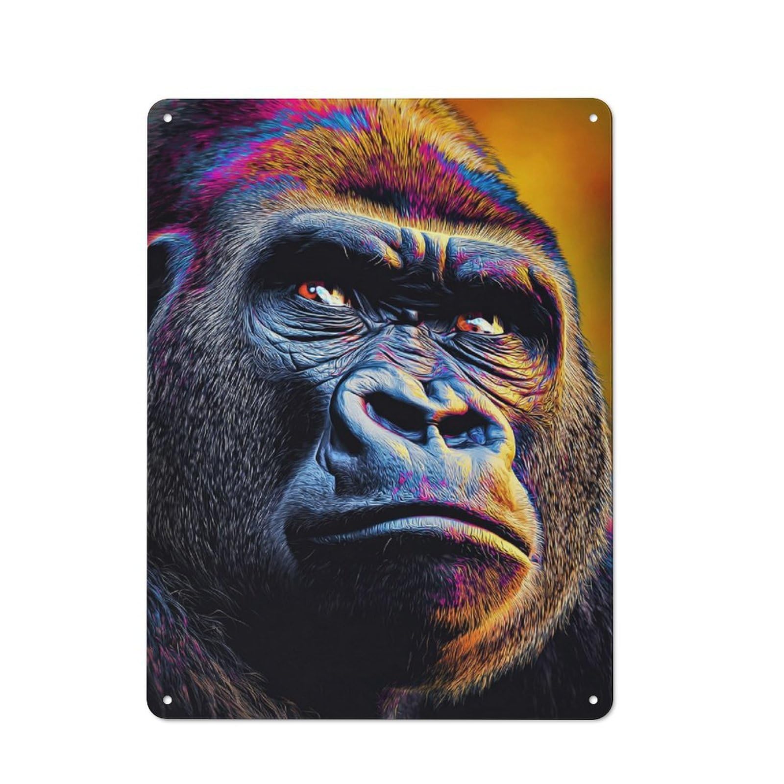 Junmoney Colorful Gorilla Portrait -5 40X30cm Retro-Style Tin Sign With For Garage Or Workshop, For Vintage Wall Decor Fans, For Metal Sign Collectors