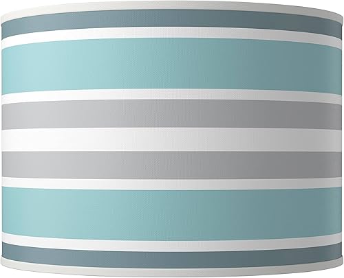 Hardback Giclee Drum Print Lamp Shade Multi Color Stripes Large 15.5" Top x 15.5" Bottom x 11" High Spider with Replacement Harp and Finial Fitting