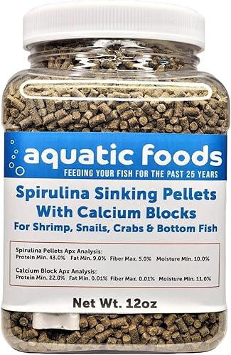 Aquatic Foods Inc. Bloques de calcio incluidos en estos gránulos de espirulina para camarones, caracoles, cangrejos, bagres, pláceos para todos los