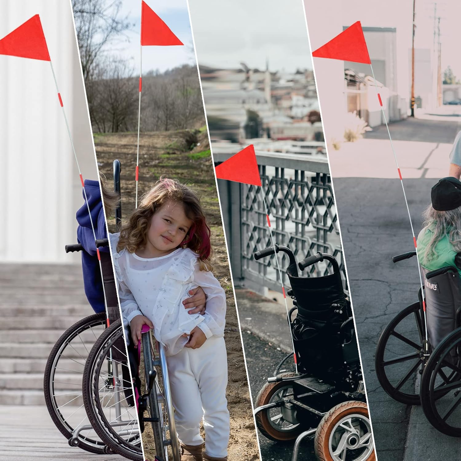 Wheelchairs Safety Flag with Polyester Full Color Tear-Resistant Waterproof Orange Flag, 6-Feet Height Adjustable Heavy Duty Fiberglass Pole - Image 6