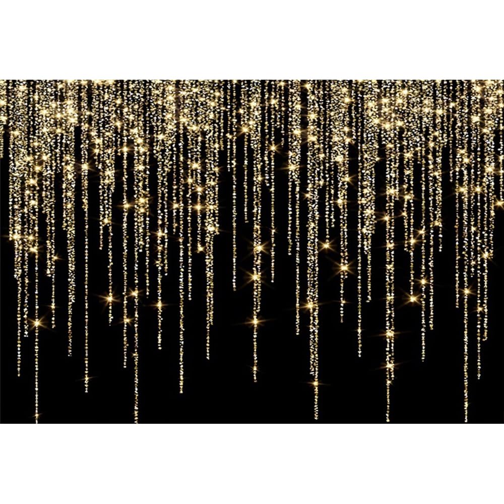 Pnylzzyxh Black and Gold Backdrop Glitter Photography Background Happy Birthday Backdrop for Women Men Wedding Baby Shower Christmas New Year Party