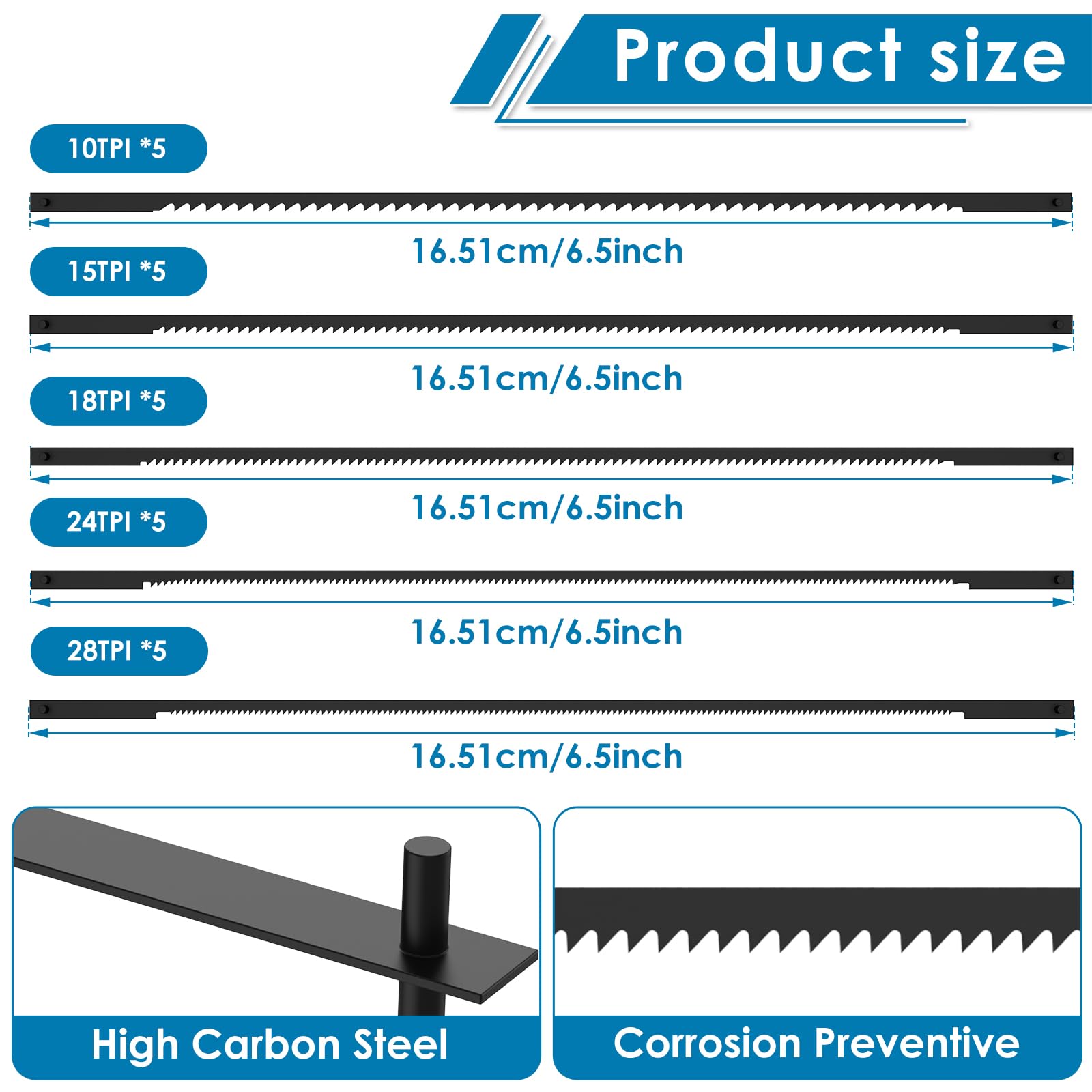 Scroll Saw Blades Set - 25 Pieces High Carbon Steel -2