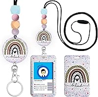 Vista 17 de Cordones arcoíris para profesores para tarjetas de identificación y llaves, lindo cordón de silicona con cuentas separables para mujeres