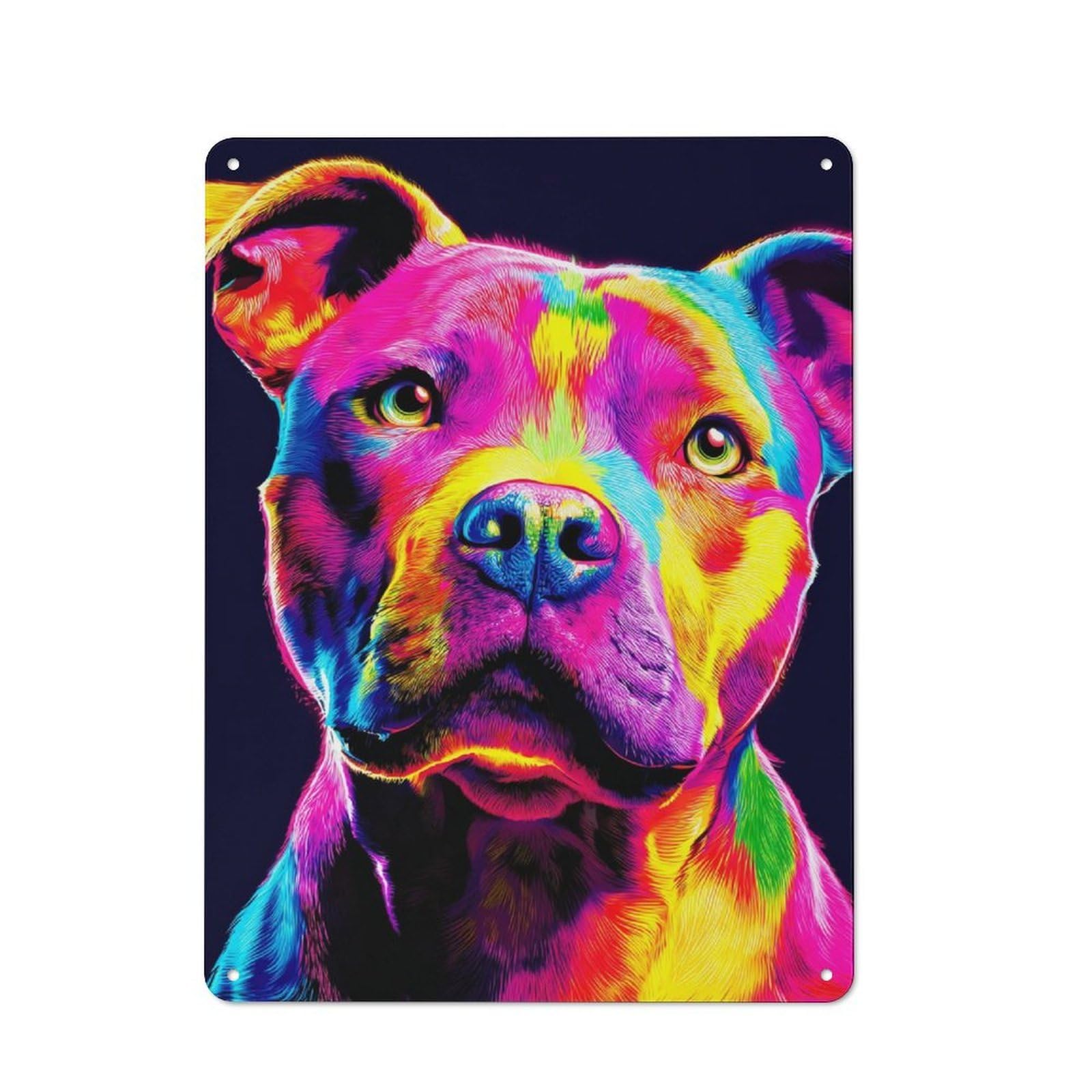 Junmoney Vibrant Rainbow Dog Portrait -2 Metal Wall Plaque With Design 40X30cm, Retro Small Space Decor For Flat, Dorm Room, Lounge Or Cafe