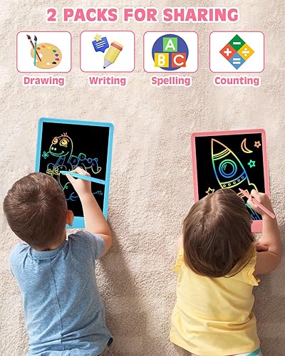 Miniatura 2 de Tableta de escritura LCD para niños, paquete de 2 tablillas de dibujo electrónicas de 10 pulgadas, juguetes de aprendizaje, regalos de cumpleaños de