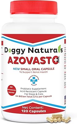 Azovast Plus Kidney Health Supplement for Dogs & Cats, 120ct - NO Refrigeration Required - Help Support Kidney Function & Manage Renal Toxins - Renal Care Supplement CapsuleU.S.A 120 Caps