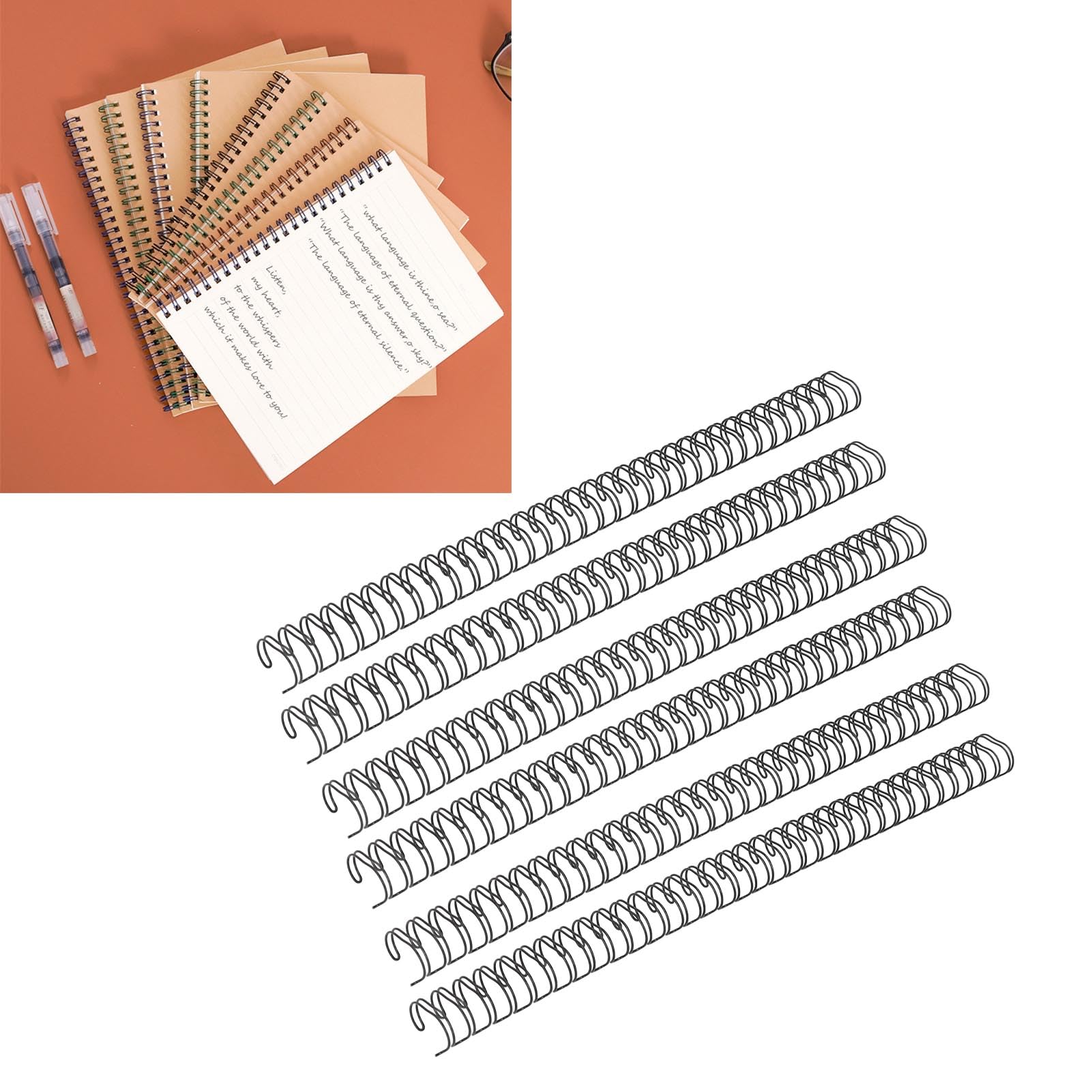 50 Stück Doppelschlaufen-Drahtbinderücken, 180 Blatt Kapazität, 3:1 Teilung, 34 Schlaufen, 19 Mm Durchmesser, Set-Set für A4-Papier, Schwarz, 50 Stück Doppelschlaufen (BLACK)