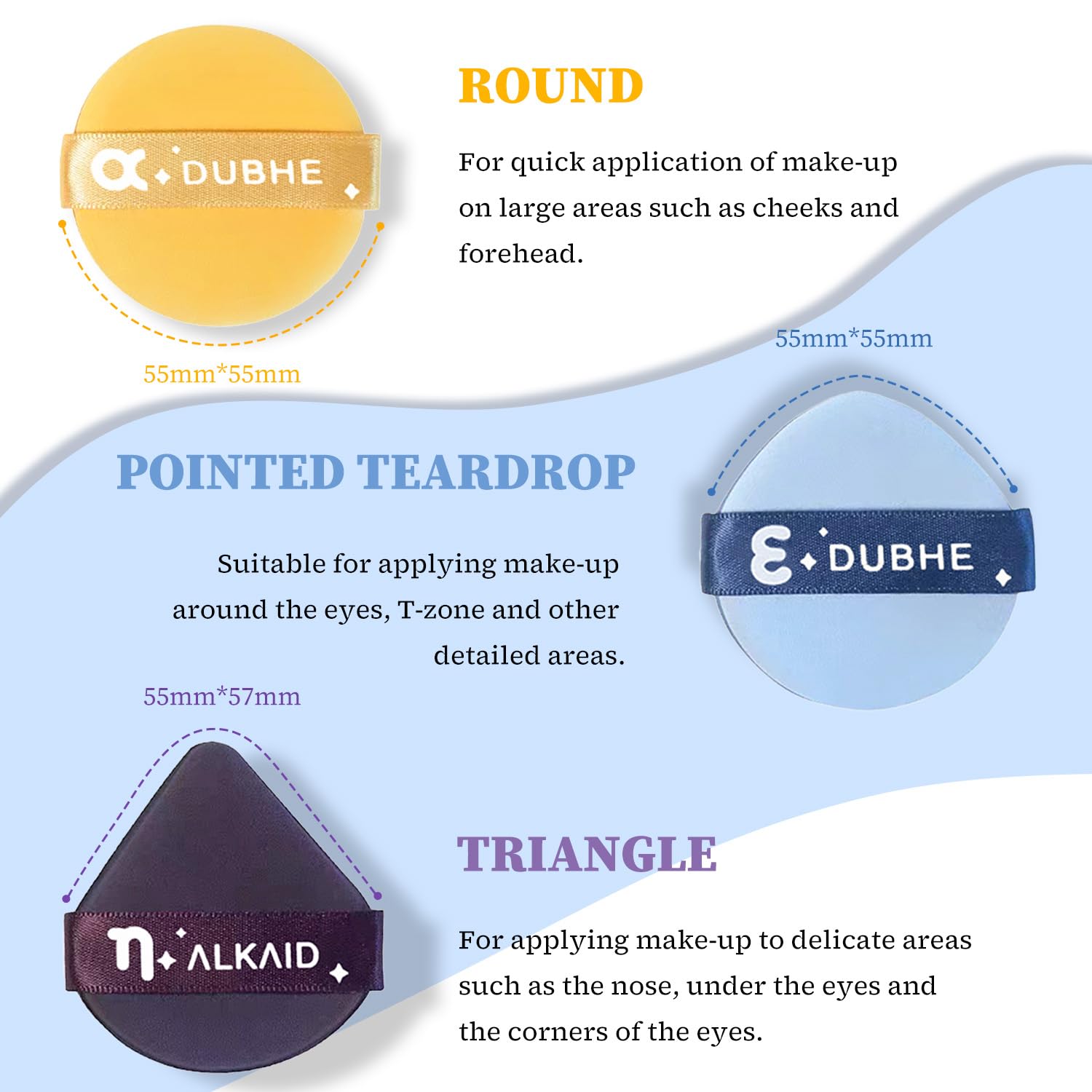 TORMEN 7 Pcs Air Cushion Makeup Sponges,Seven Star Cushion Powder Puff,Latex Free, Multi Shaped Blender Wet & Dry Beauty Tool Set,Suitable for All Cosmetics Foundation, BB Cream, Blush, Powder (Mixed)