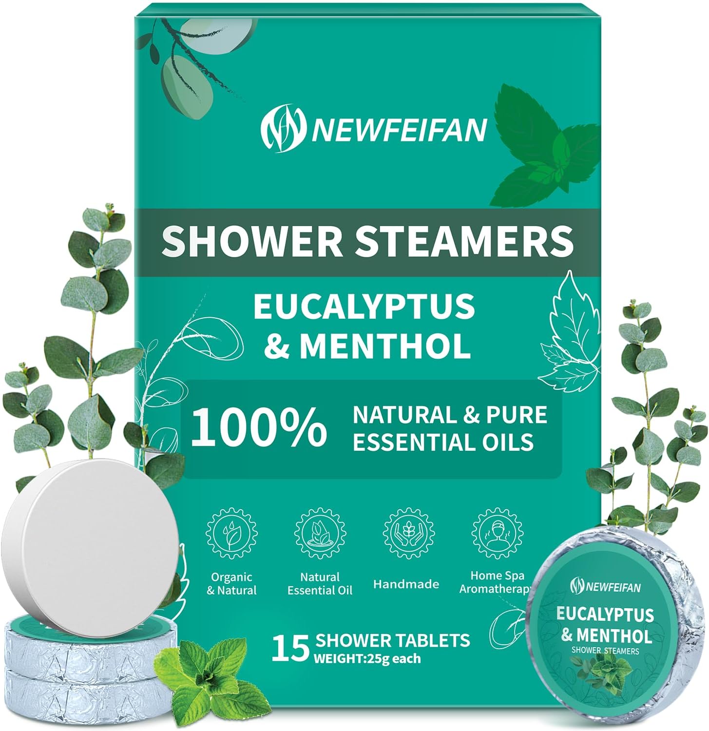 Shower Steamers Aromatherapy 15 Pack Easter Basket Stuffers for Teens, Organic Eucalyptus & Menthol Essential Oil, Spa Relaxing Birthday Gifts for Women & Men, Gifts for Wife Girlfriend Coworkers