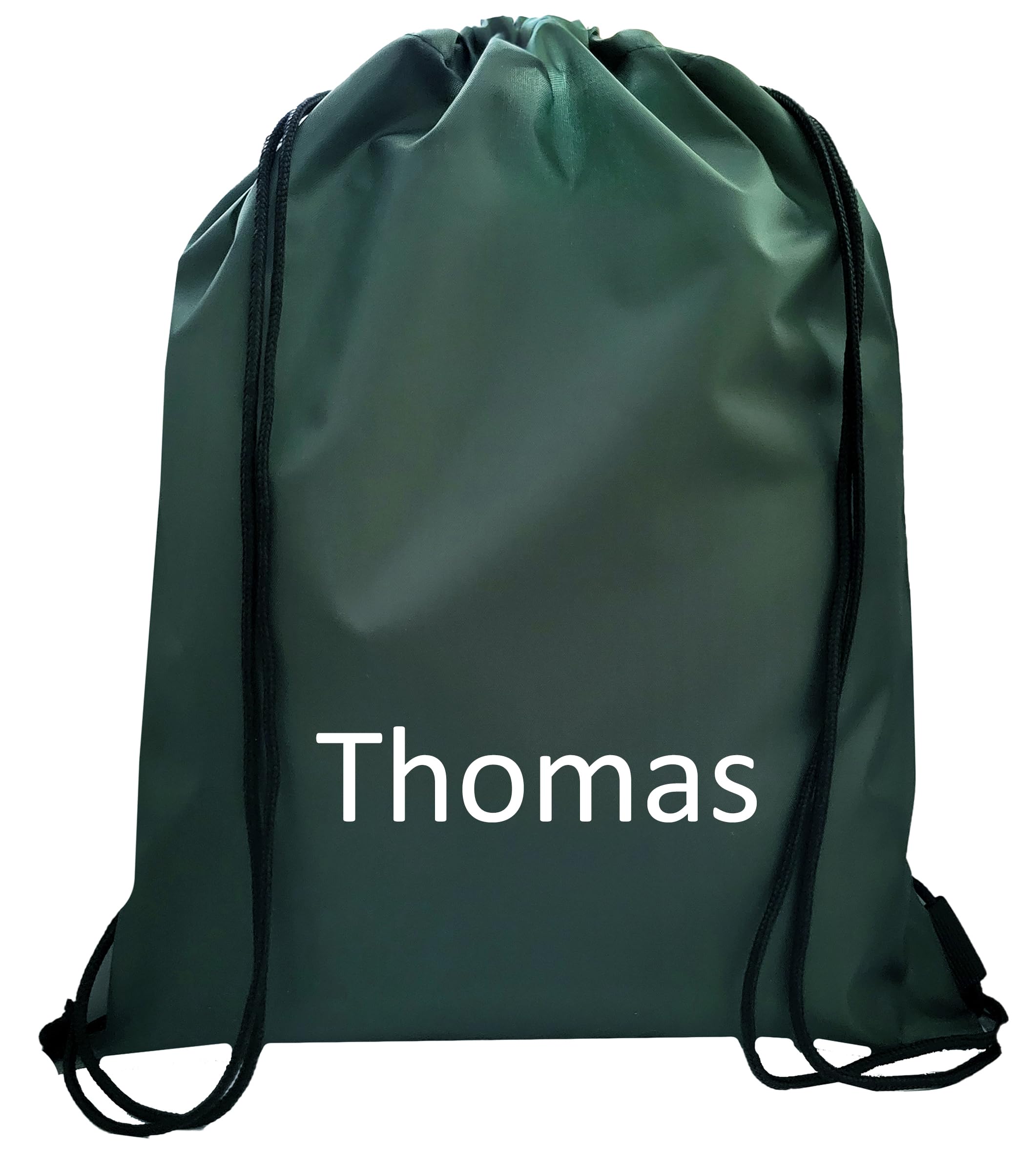 JJLC Personalised School Sports Gym PE Drawstring Bag Embroidered Name (Bottle Green)